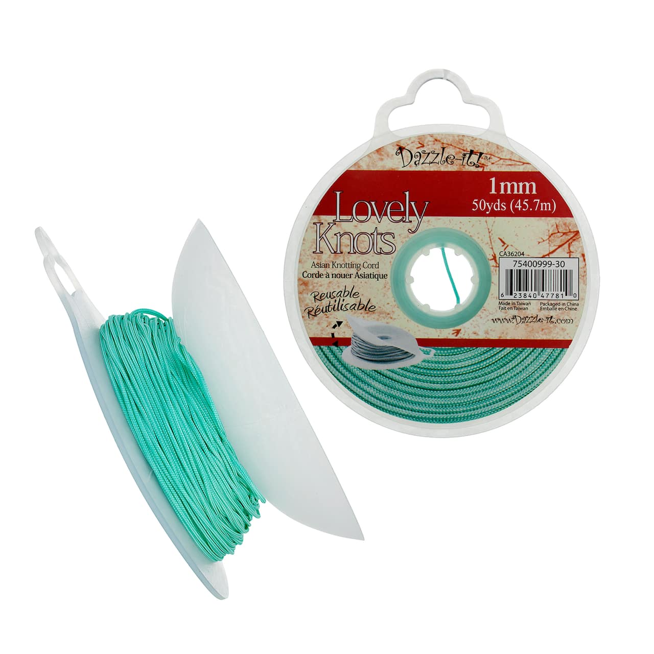 John Bead Lovely Knots 1mm Asian Knotting Cord with Bobbin, 50yd.